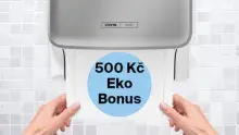 Dávkovač bavlněného ručníku s nápisem 500 Kč Eko bonus